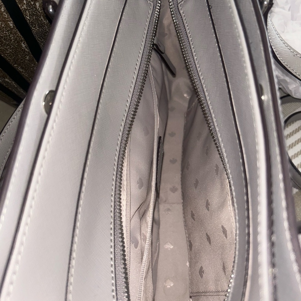 Kate Spade Light Gray Leather small/ medium tote - Picture 5 of 10